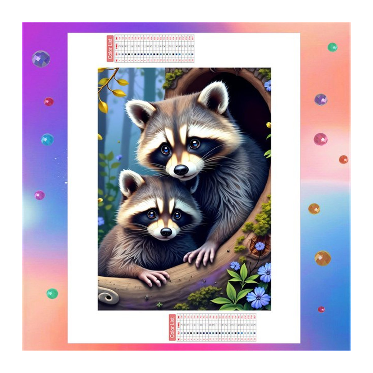AZQSD Diamantgemälde Waschbär Naturkunst mit bunten Kristall-Steinen in Mehrfarbig - Bild 1