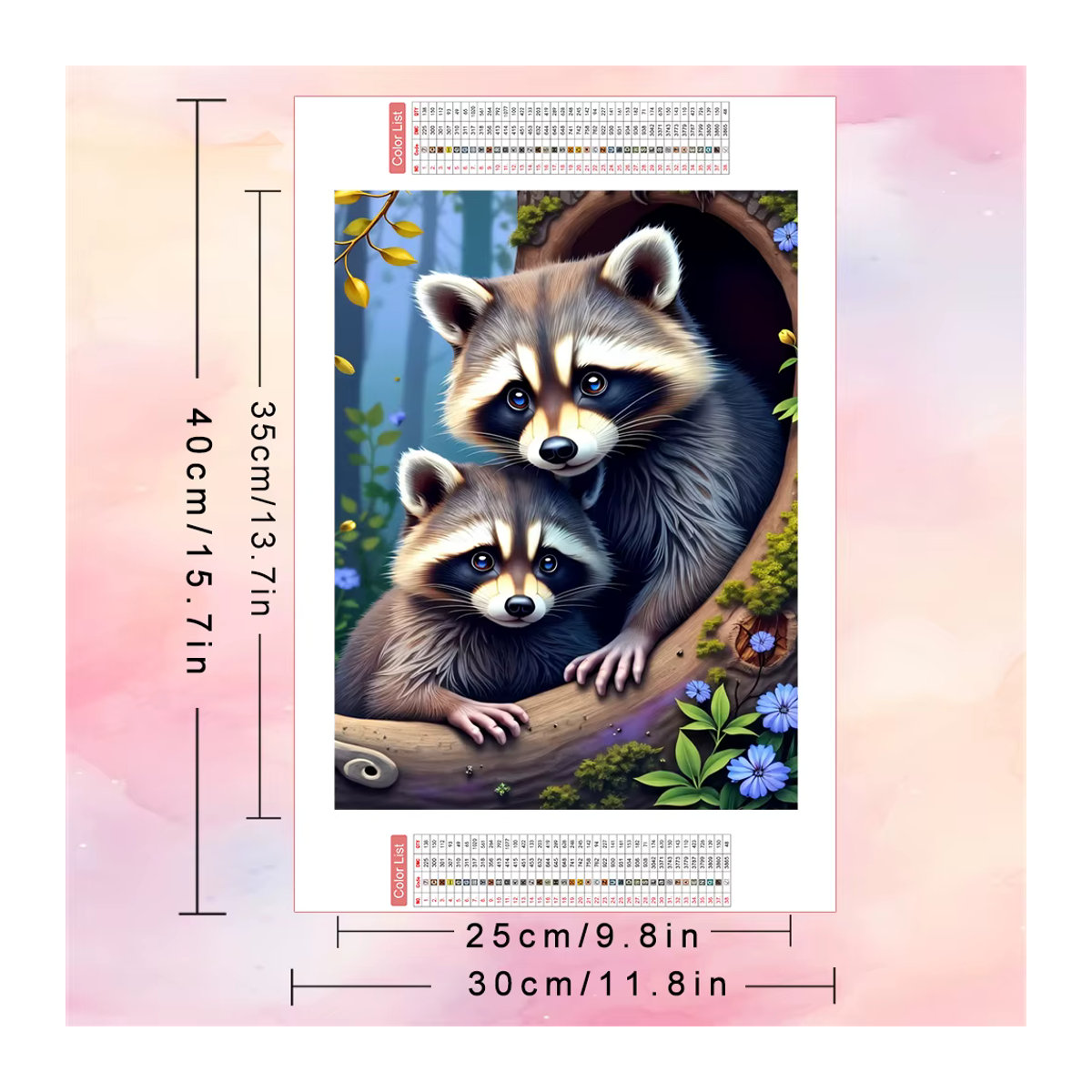 AZQSD Diamantgemälde Waschbär Naturkunst mit bunten Kristall-Steinen in Mehrfarbig - Bild 2
