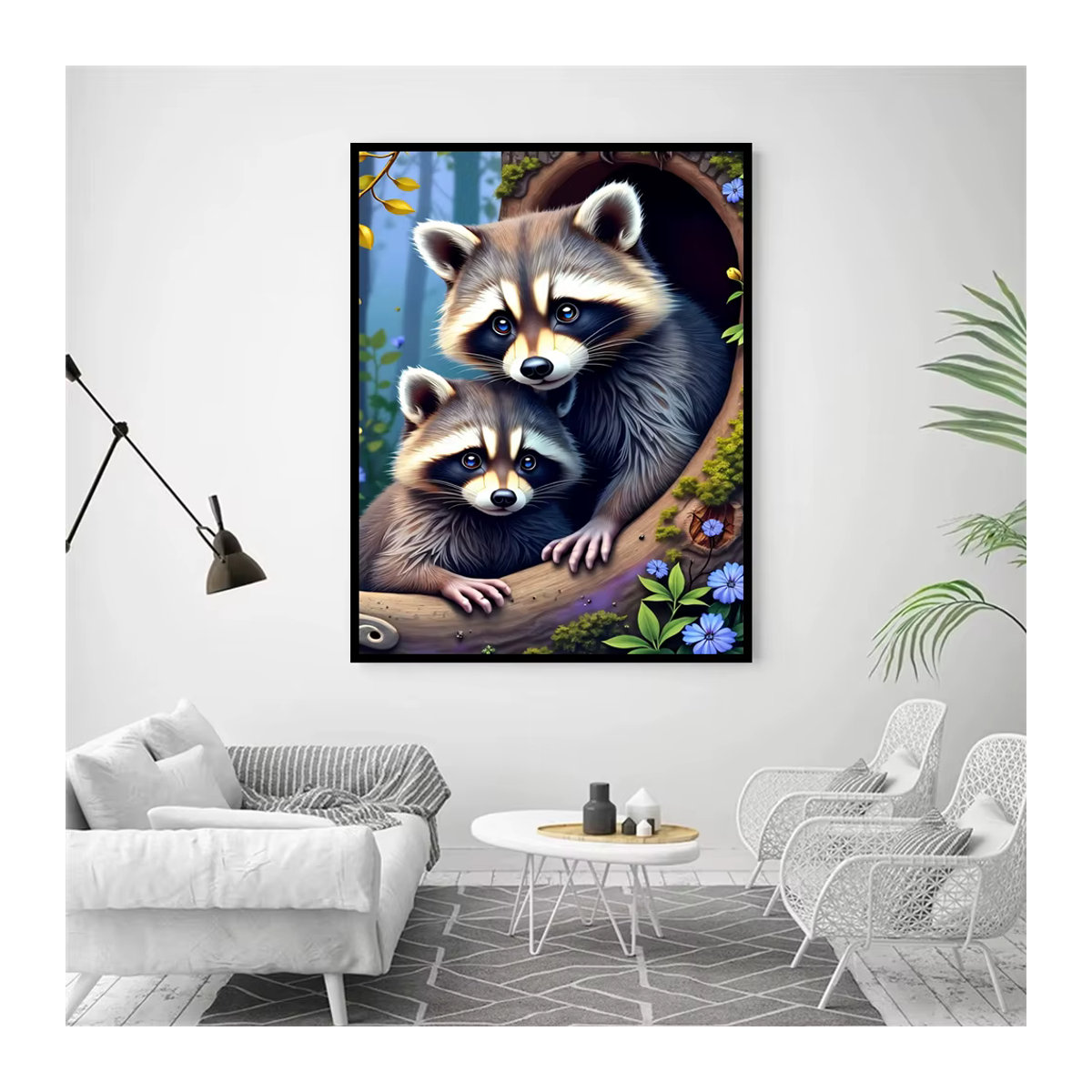 AZQSD Diamantgemälde Waschbär Naturkunst mit bunten Kristall-Steinen in Mehrfarbig - Bild 3