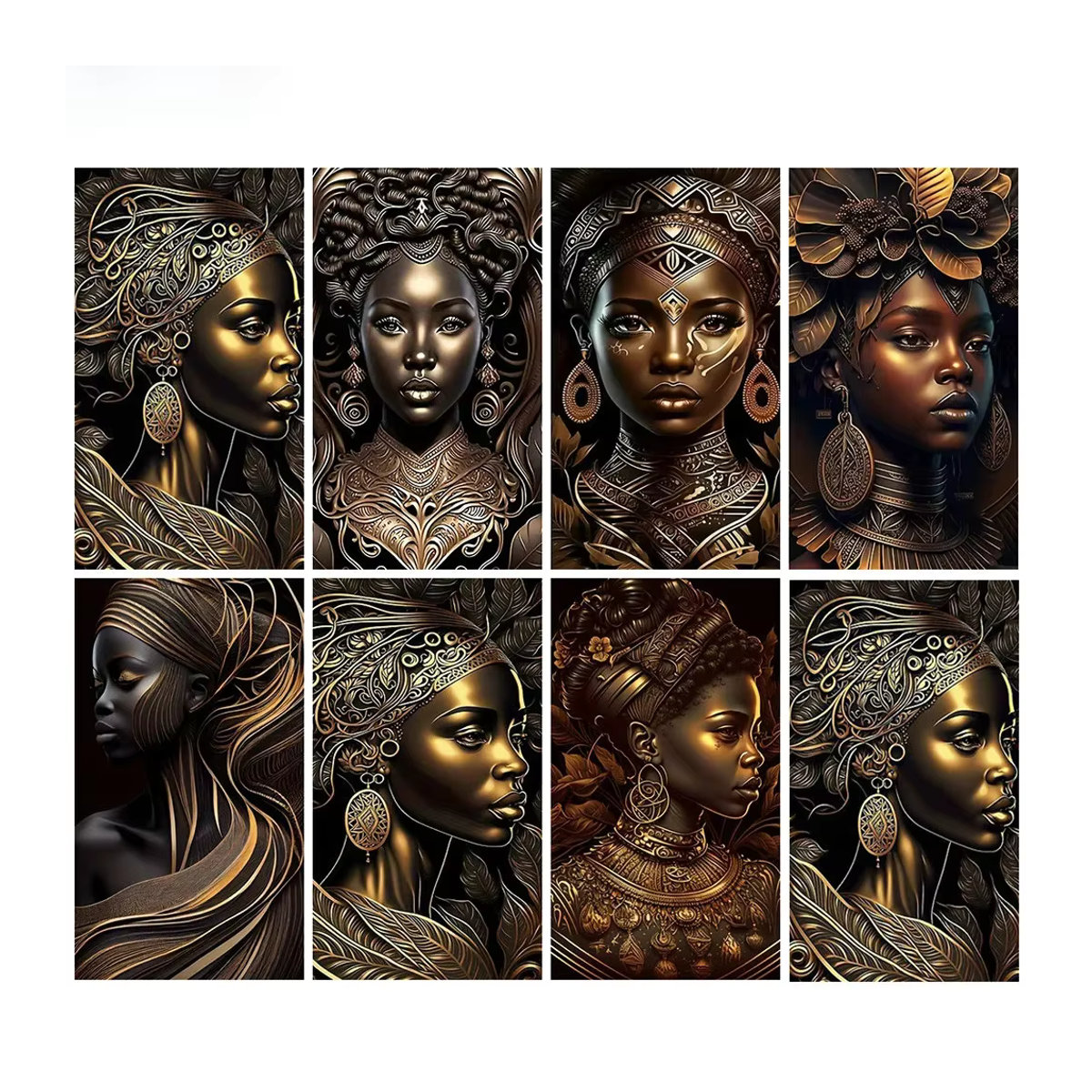 AZQSD Diamantmalerei Afrikanisches und Indisches Mädchen Porträt als 5D DIY Mosaik Set, mehrfarbig, B/H: 30 x 40 cm - Bild 3