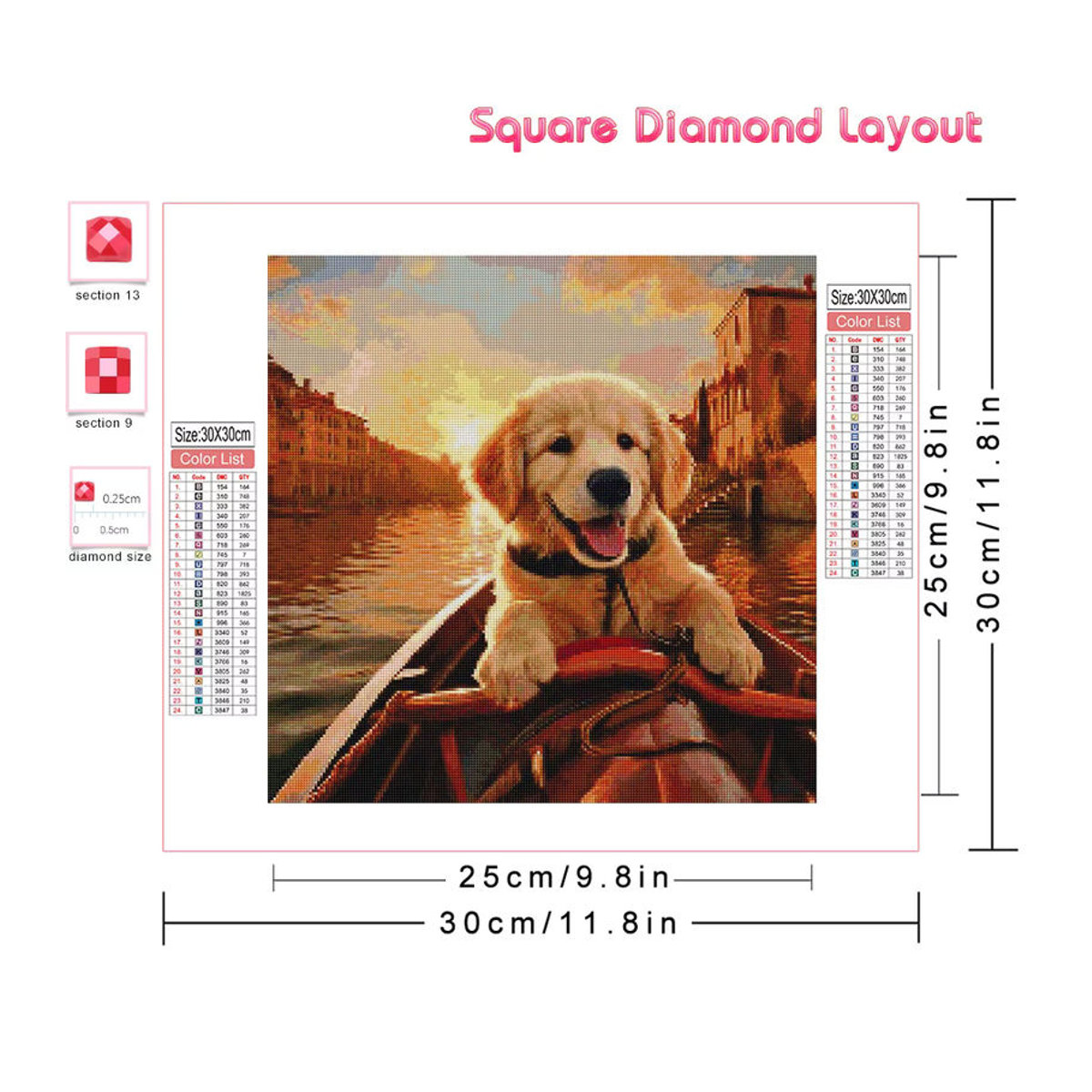 Azqsd Diamantmalerei Hund als Mosaik-Kunstwerk für deine Wohnkultur, rund, mehrfarbig - Bild 2