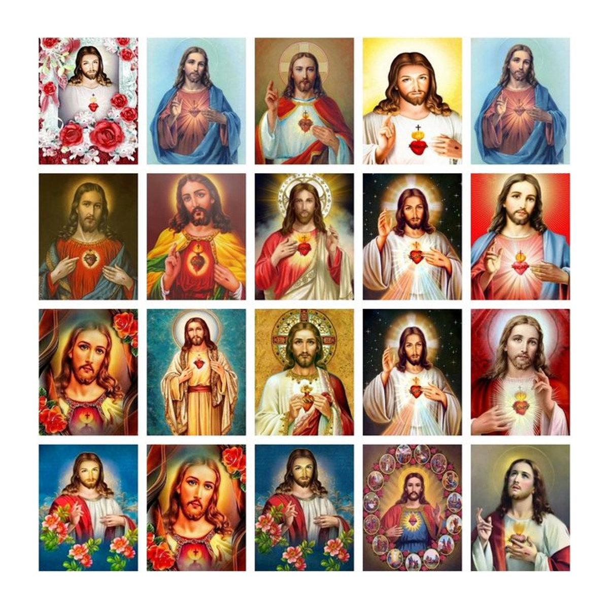 Azqsd Diamantmalerei Jesus religiöses 5D DIY Stickerei Set mit mehrfarbigen runden Steinen - Bild 1
