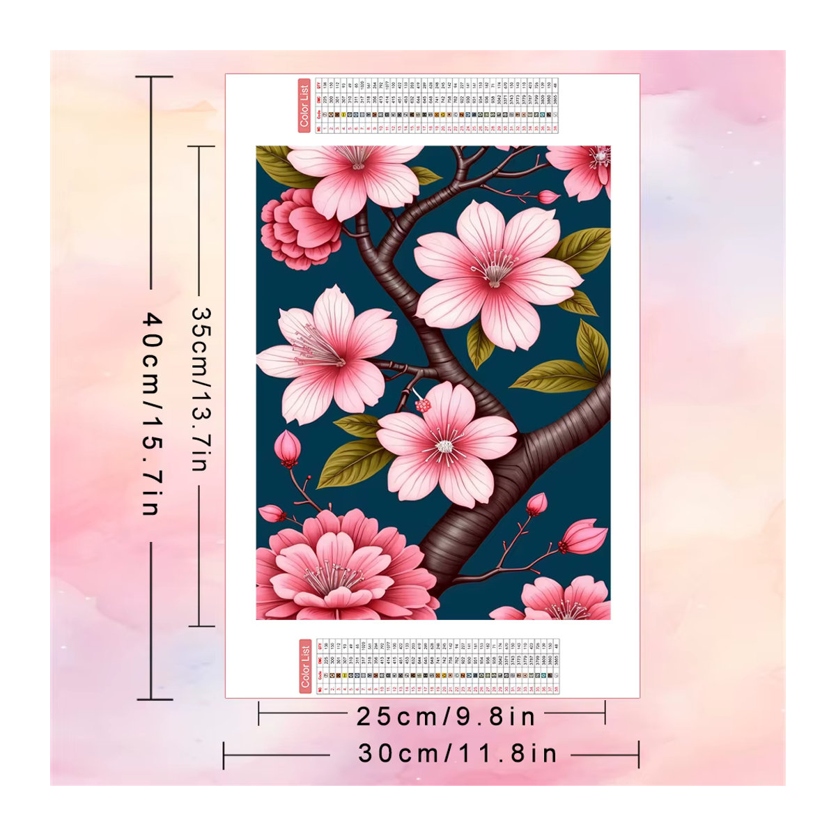 AZQSD Diamantmalerei-Set Kirschblüten auf Leinwand in Rosa mit runden Diamanten für deine Wanddekoration - Bild 2