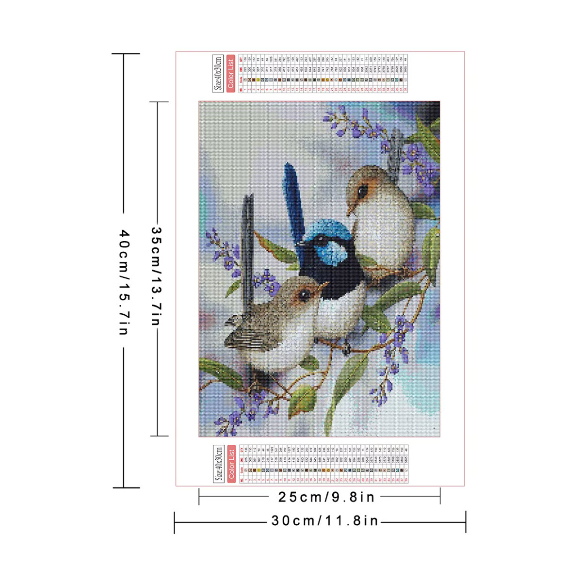 Azqsd Diamantmalerei Vögel und Tiere als Mosaik-Handarbeit mit vollen runden Steinen, mehrfarbig, B/H: 30 x 40 cm - Bild 2