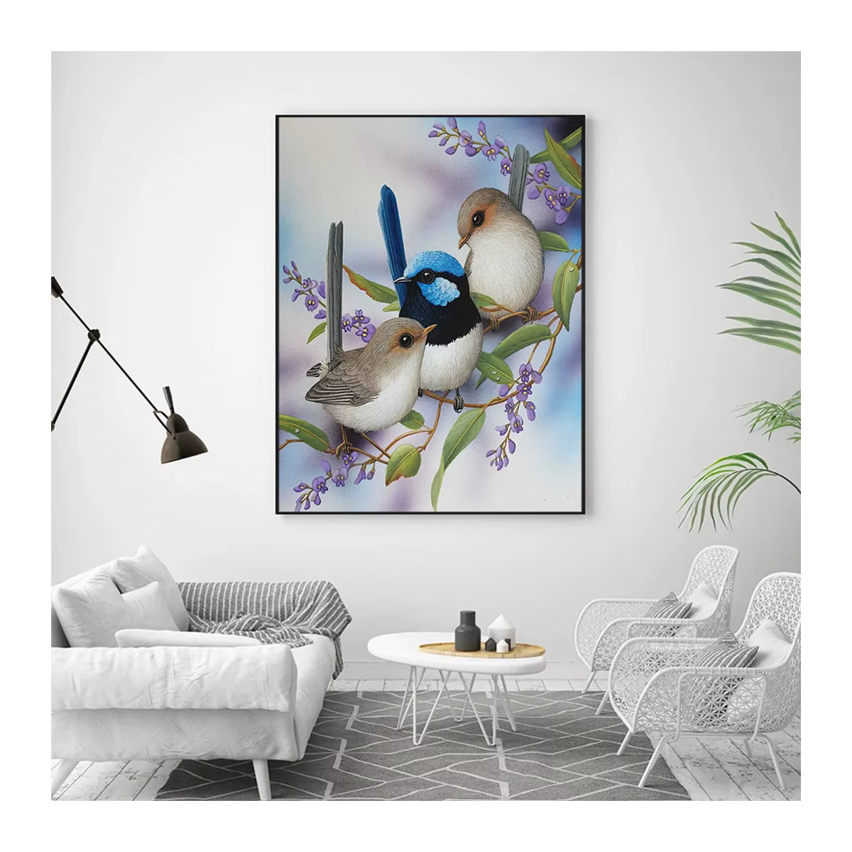 Azqsd Diamantmalerei Vögel und Tiere als Mosaik-Handarbeit mit vollen runden Steinen, mehrfarbig, B/H: 30 x 40 cm - Bild 3