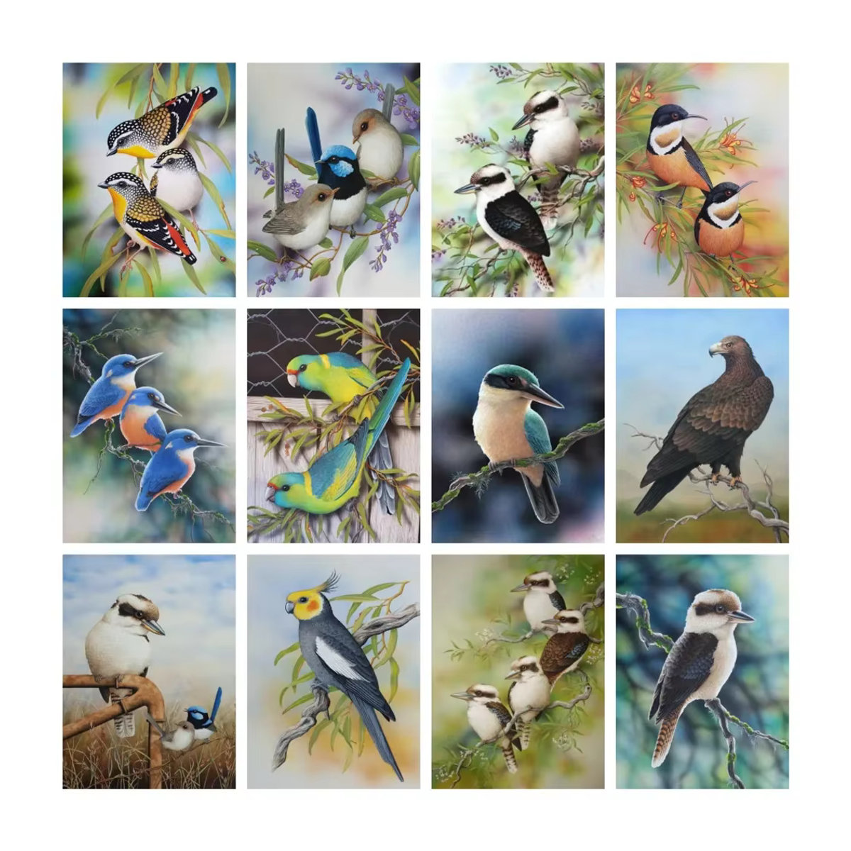 Azqsd Diamantmalerei Vögel und Tiere als Mosaik-Handarbeit mit vollen runden Steinen, mehrfarbig, B/H: 30 x 40 cm - Bild 4