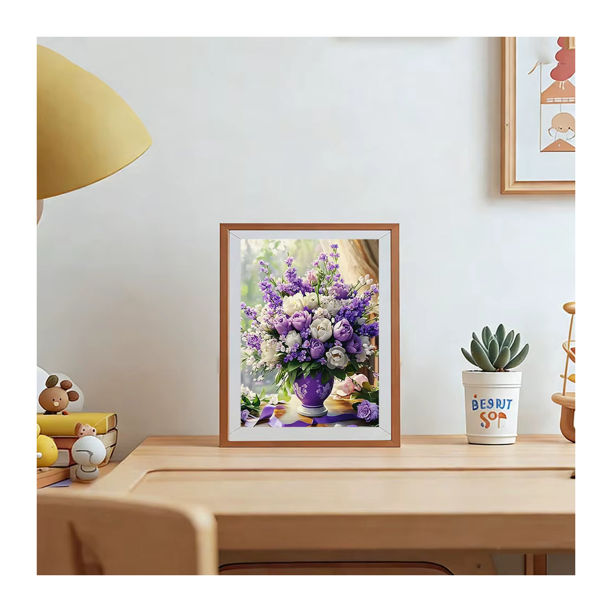 AZQSD Diamond Art Kit Rosenblüten 5D Blumenbild als mehrfarbiges Mosaik zur Wanddekoration - Bild 3