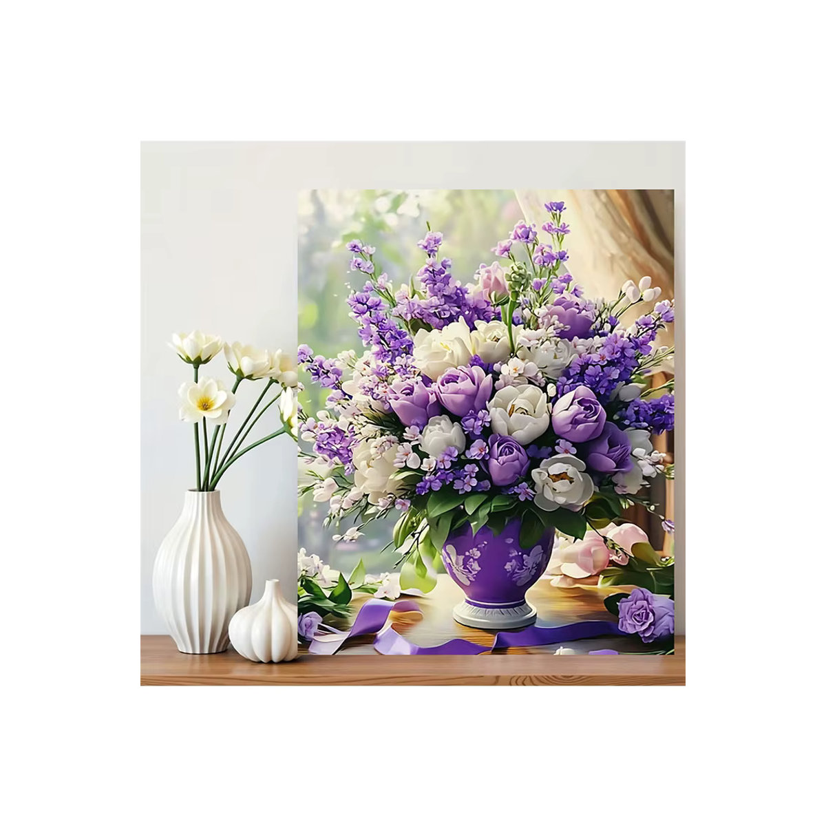 AZQSD Diamond Art Kit Rosenblüten 5D Blumenbild als mehrfarbiges Mosaik zur Wanddekoration - Bild 4
