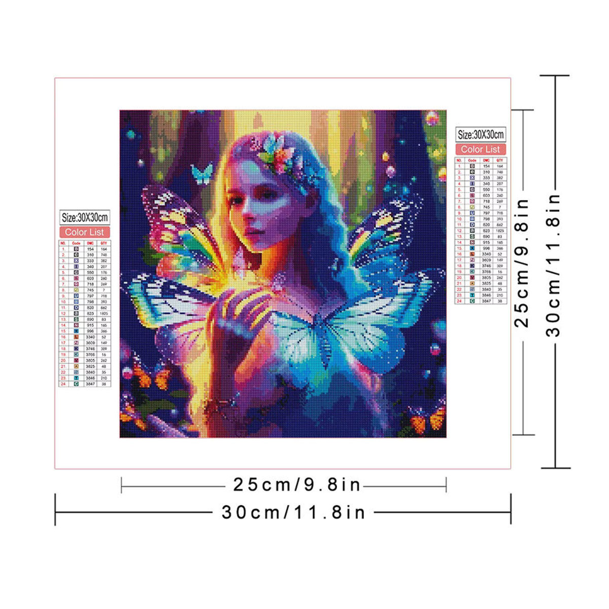 Azqsd Diamond Painting Set Frau Porträt mit Schmetterling und Tier Motiven in Mehrfarbig, runde Form, hängend - Bild 1