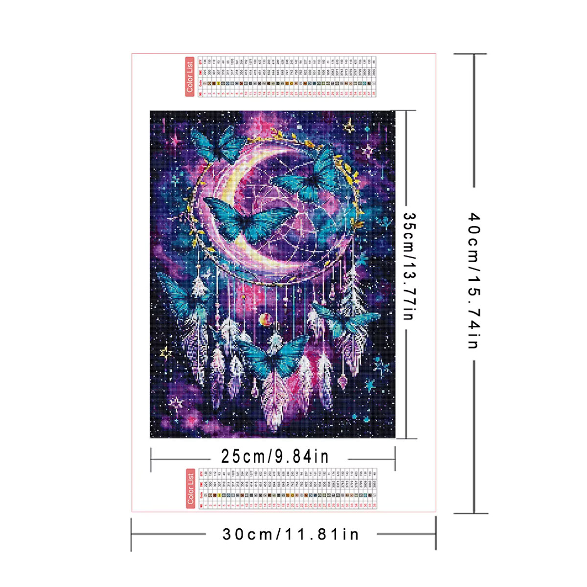 AZQSD Diamond Painting Set Traumfänger Landschaft mit Schmetterling in Bohemian Design, 5D DIY Mosaik mit Rundbohrern, mehrfarbig - Bild 2