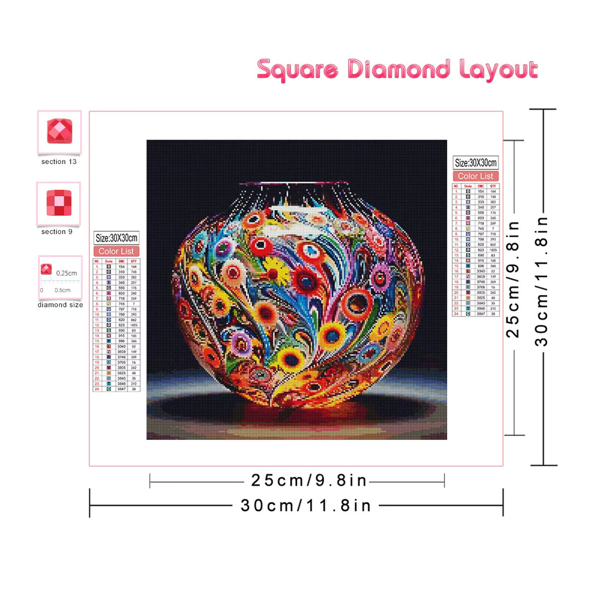 AZQSD Diamond Painting Set Vase mit floralem Motiv in Mehrfarbig - Bild 2