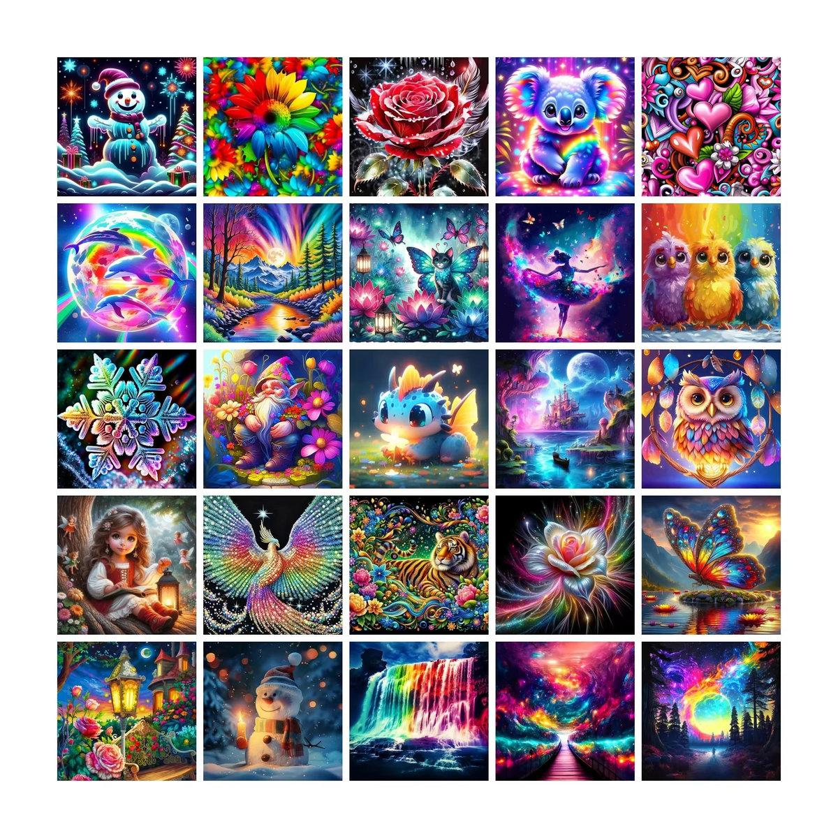 Azqsd DIY Diamond Painting Set mit buntem Blumenmuster und Landschaftsmotiv für dekorative Wandgestaltung in Mehrfarbig - Bild 3