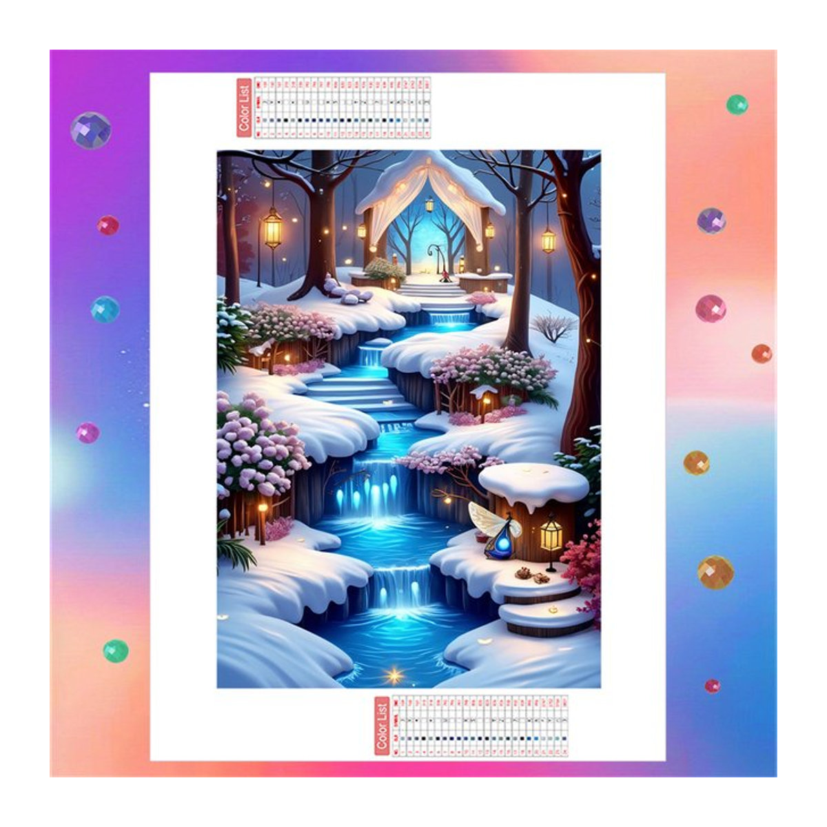 AZQSD Enchanted Winter Wonderland Diamant-Malerei-Set mit runden Steinen in Mehrfarbig für deine Heimdekoration - Bild 1