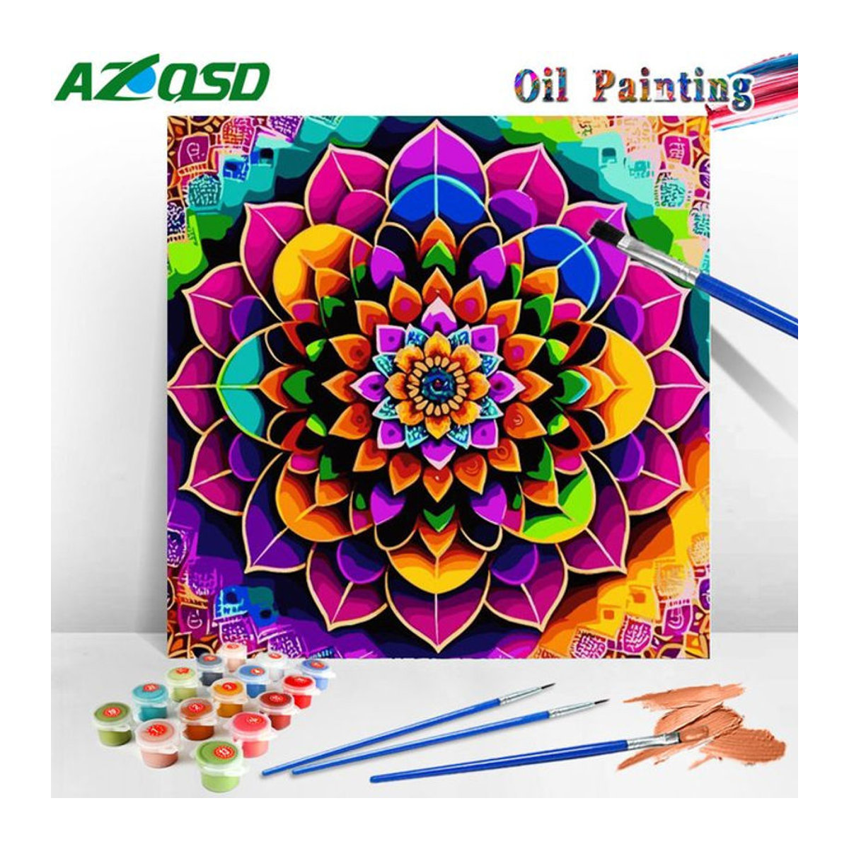 AZQSD Malen nach Zahlen Mandala-Blume Bohemian Floral in Mehrfarbig, Quadratisch - Bild 1
