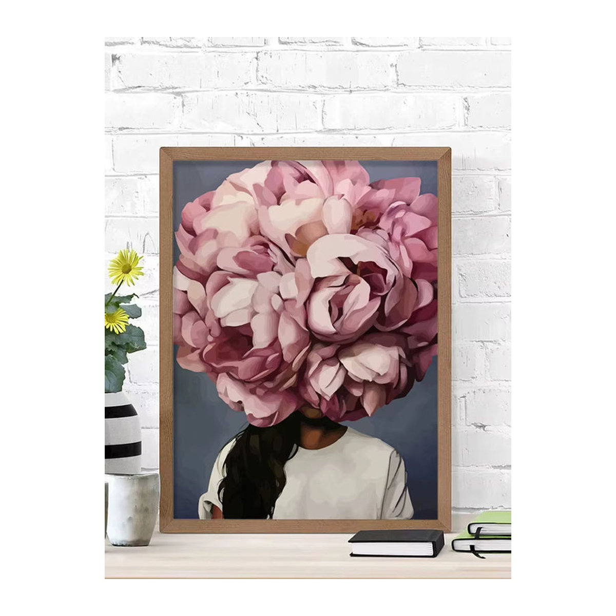 Azqsd Malen nach Zahlen Set mit Blumenporträt von Frauen und Rosen in Mehrfarbig für Erwachsene - Bild 3