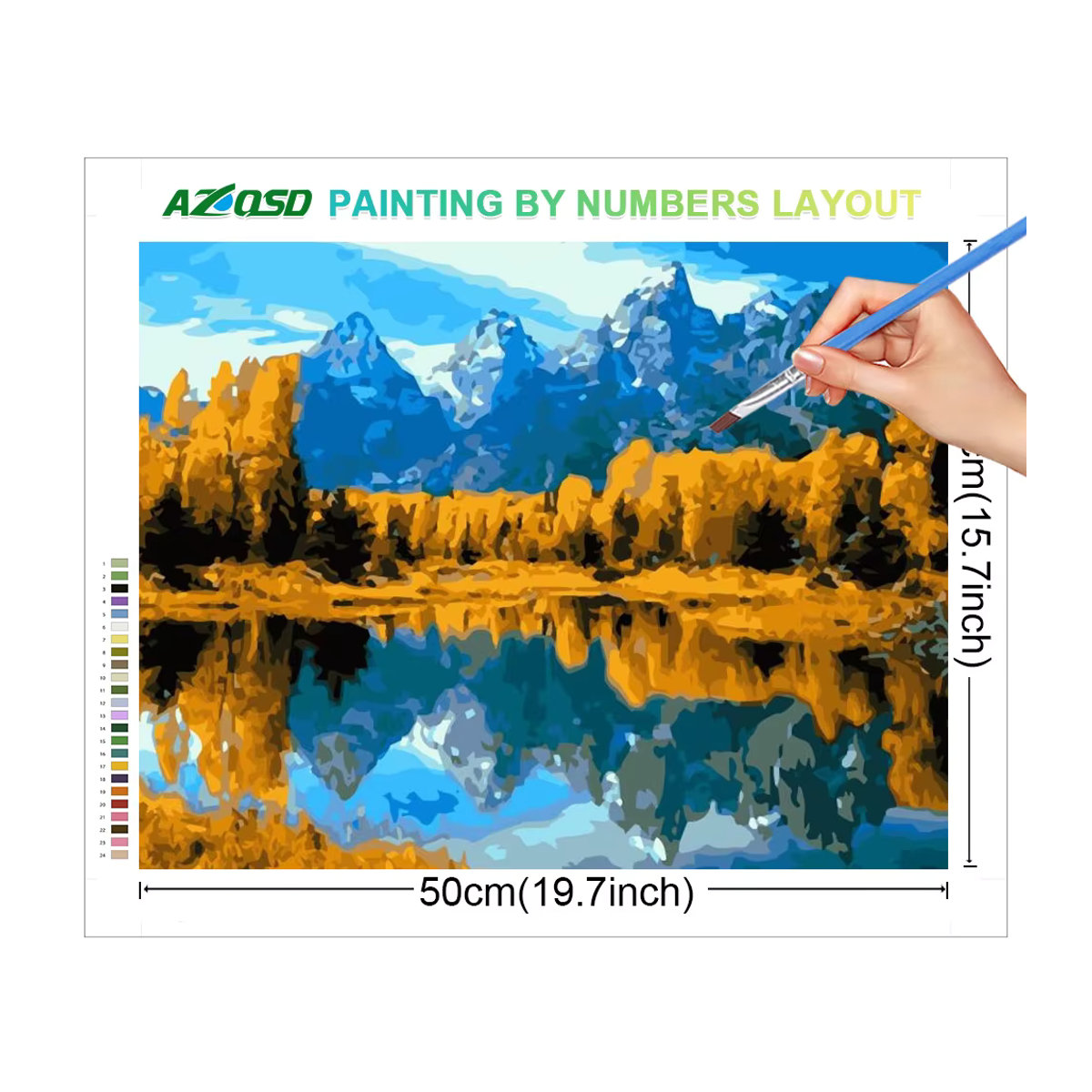 Azqsd Malen nach Zahlen Set mit Stadt- und Landschaftsmotiv, handbemaltes Acrylgemälde auf Leinwand in Herbstfarben, Querformat, mehrfarbig - Bild 2