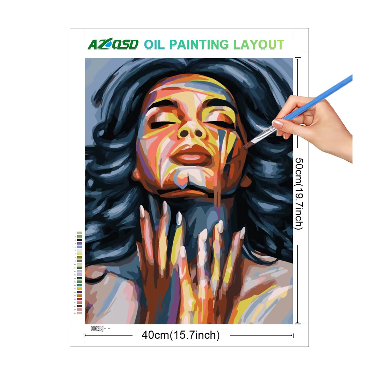 AZQSD Malset Malen nach Zahlen mit buntem Frauenporträt als DIY Acrylfarben-Set auf Leinwand, abstraktes Design, B/H: 40 x 50 cm - Bild 2