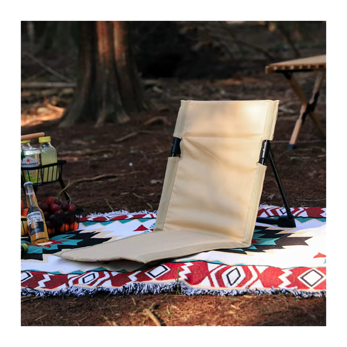 AZULBLANCO Faltbarer Campingstuhl für Garten und Picknick mit Rückenlehne und Kissen in Weiß und Multicolor - Bild 3