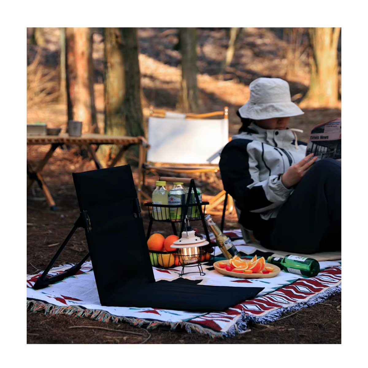 AZULBLANCO Faltbarer Campingstuhl für Garten und Picknick mit Rückenlehne und Kissen in Weiß und Multicolor - Bild 4