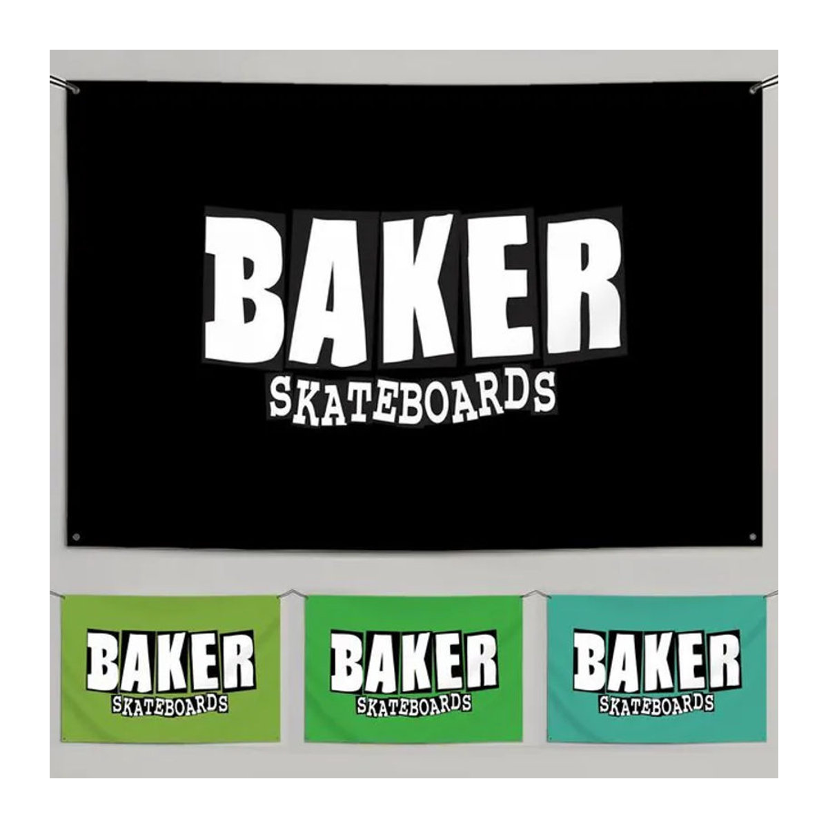 B-BAKERS SKATEBOARDS Minimalistische Stoffflagge Schwarz, Rechteckiges Outdoor-Gartenbanner aus Textil, B/H: 120 x 120 cm - Bild 1