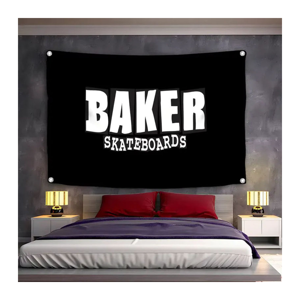 B-BAKERS SKATEBOARDS Minimalistische Stoffflagge Schwarz, Rechteckiges Outdoor-Gartenbanner aus Textil, B/H: 120 x 120 cm - Bild 2