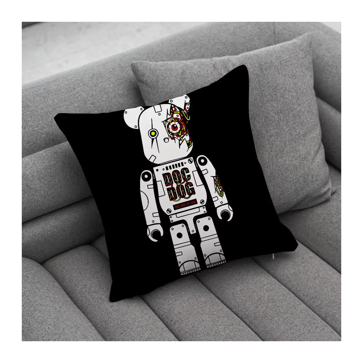 B-BearbrickS Spielzeug-Kissenbezug in Schwarz für deine Sofa-Dekoration und Heimdekoration - Bild 3