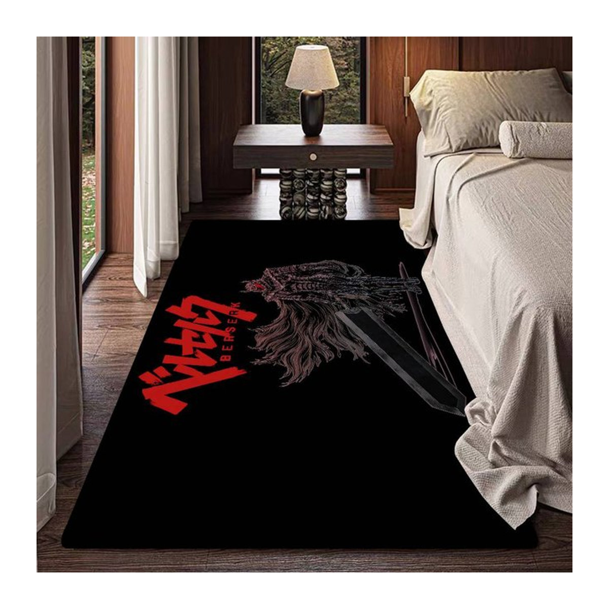B-Berserk G-Guts Bodenmatte Schwarz bedruckt und rutschfest für Wohnzimmer und Balkon - Bild 1