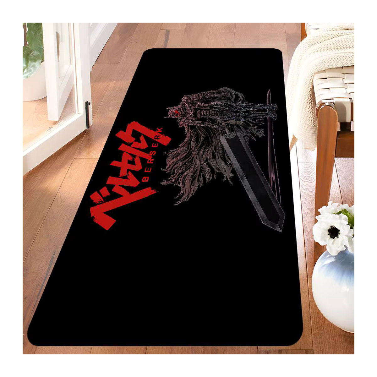 B-Berserk G-Guts Bodenmatte Schwarz bedruckt und rutschfest für Wohnzimmer und Balkon - Bild 2