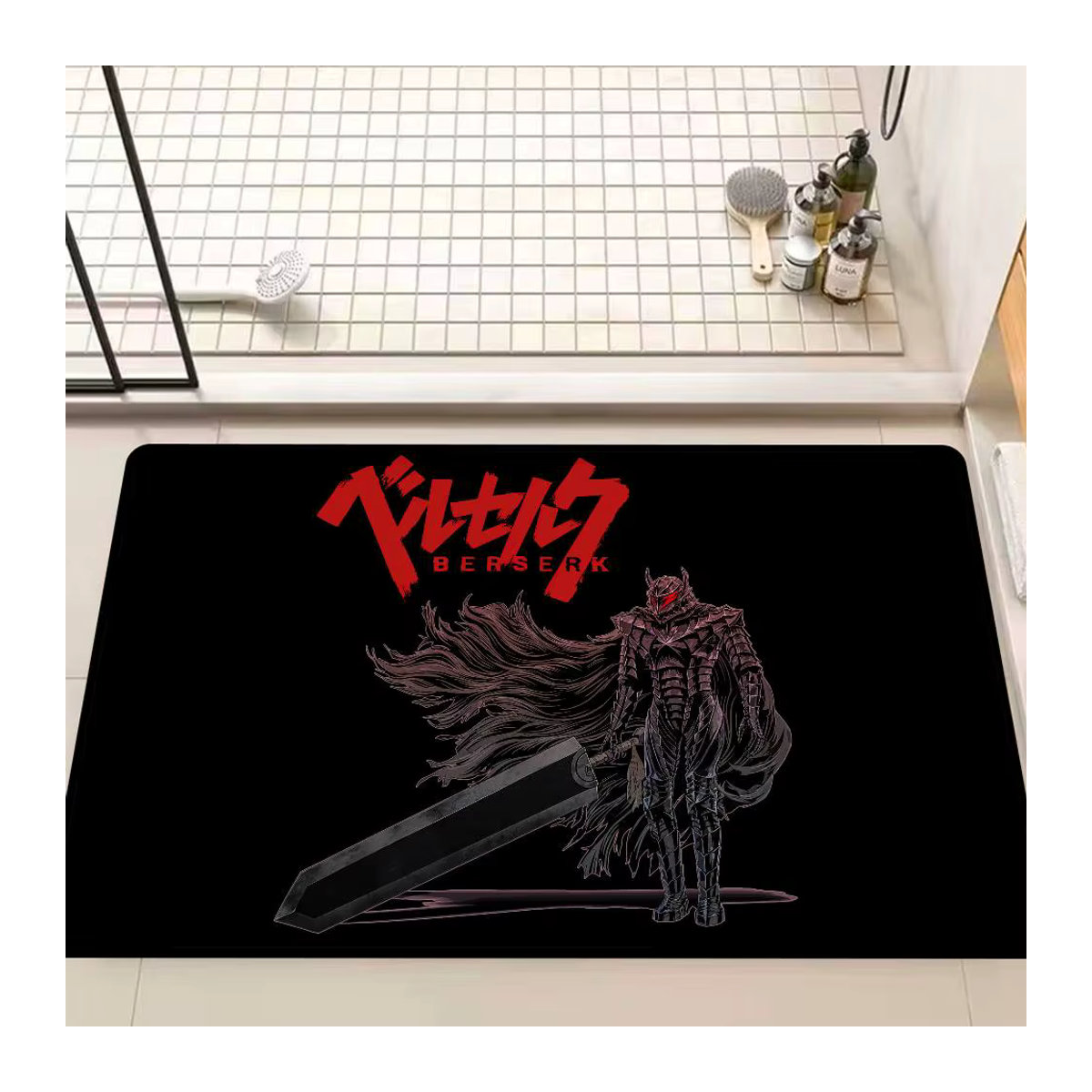 B-Berserk G-Guts Bodenmatte Schwarz bedruckt und rutschfest für Wohnzimmer und Balkon - Bild 5