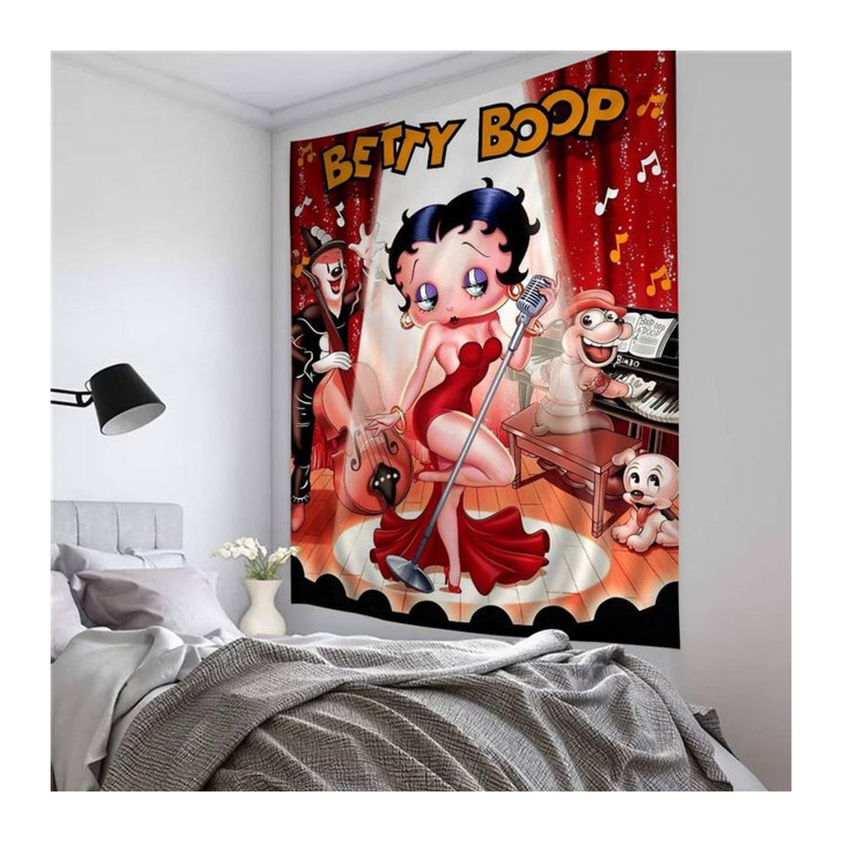 B-Betty Betty Boop Wandteppich im Bohemian Stil, mehrfarbiger Wandbehang mit Porträt-Druck, B/H: 70 x 50 cm - Bild 1