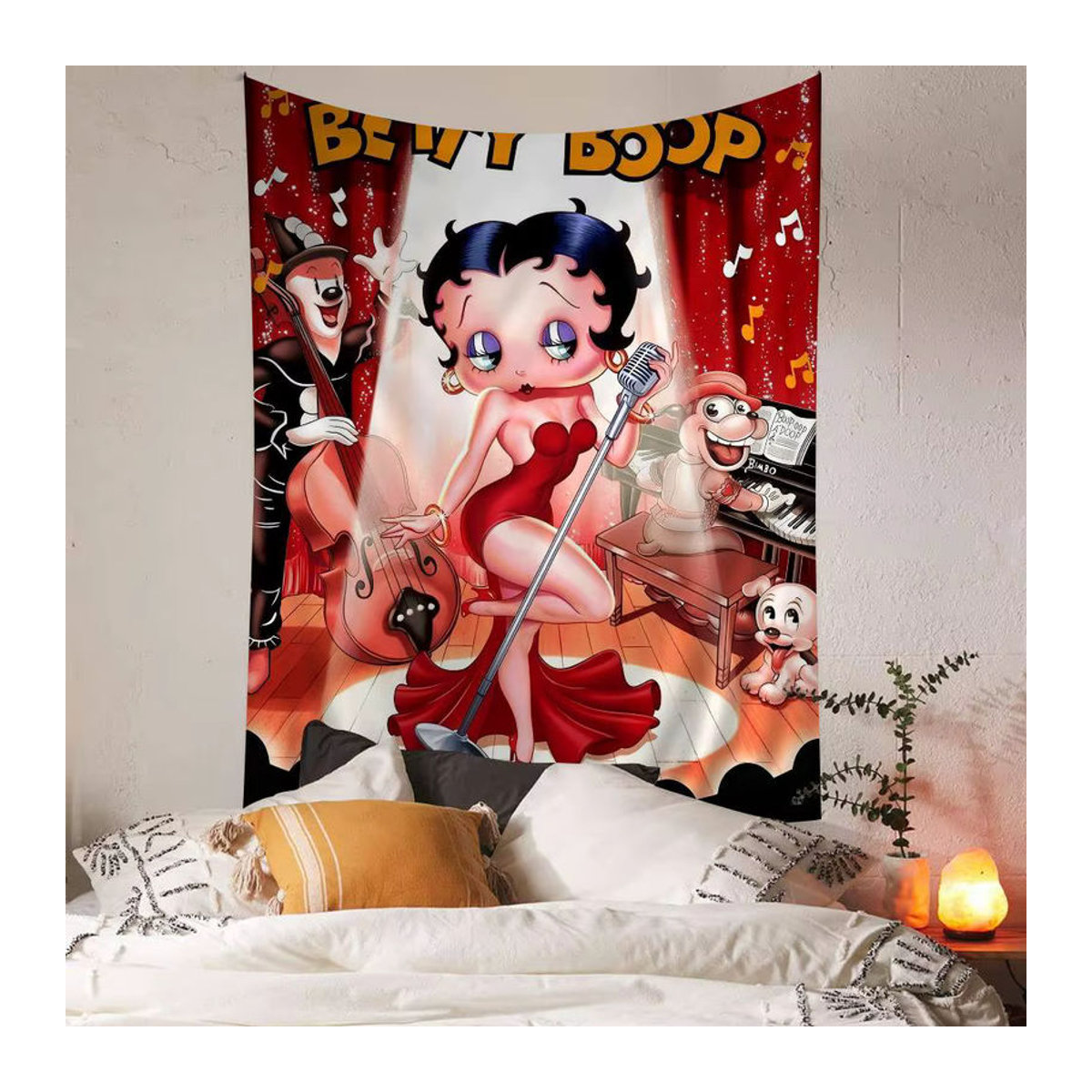 B-Betty Betty Boop Wandteppich im Bohemian Stil, mehrfarbiger Wandbehang mit Porträt-Druck, B/H: 70 x 50 cm - Bild 4