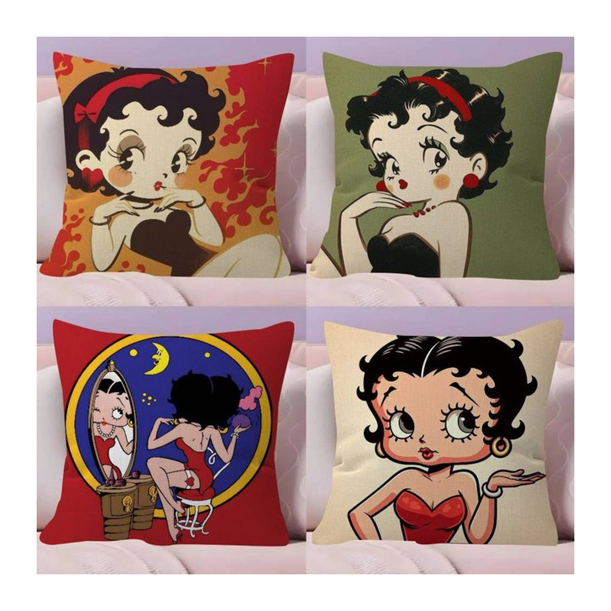 B-Betty Boop Kissenbezug mit Anime-Design in Mehrfarbig für dein Sofa und deine Heimdekoration - Bild 1