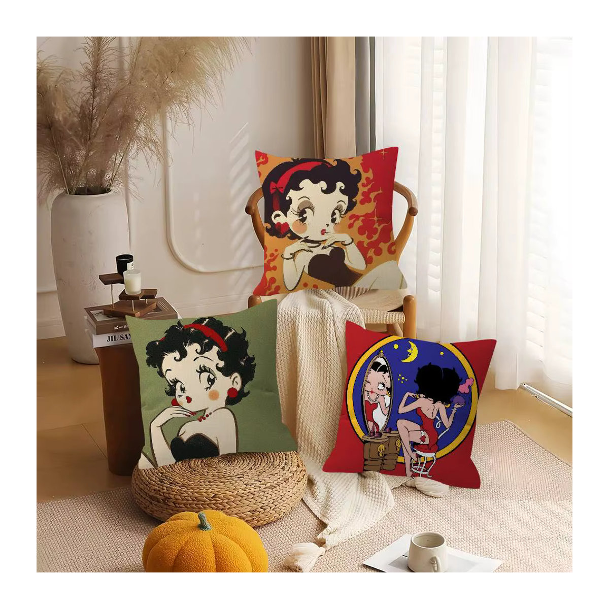 B-Betty Boop Kissenbezug mit Anime-Design in Mehrfarbig für dein Sofa und deine Heimdekoration - Bild 2