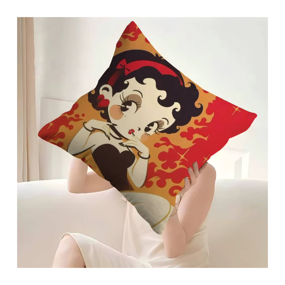 B-Betty Boop Kissenbezug mit Anime-Design in Mehrfarbig für dein Sofa und deine Heimdekoration - Bild 4