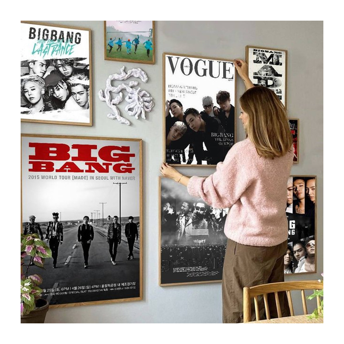 B-BIGBANG Vintage Poster Wandkunst im Hochformat, mehrfarbig auf weißem Papier - Bild 1