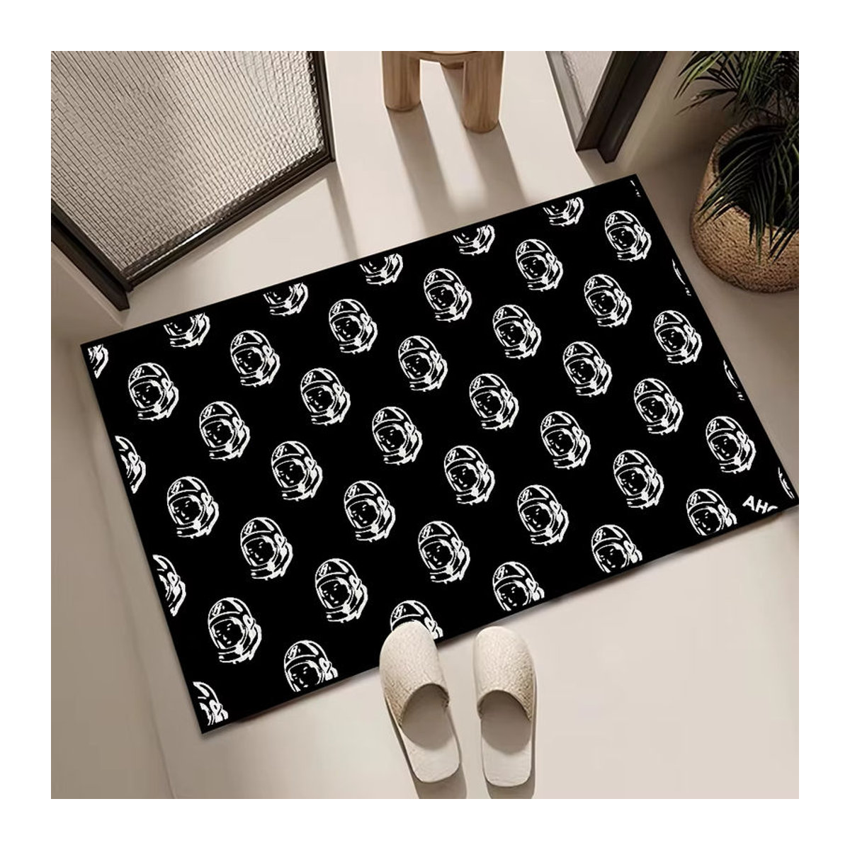 B-Billionaire Saugfähiger Teppich Schwarz mit Print für Schlafzimmer, Küche und Bad, Rutschfest - Bild 2