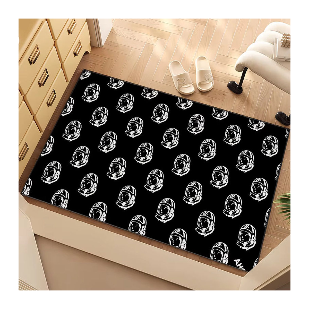 B-Billionaire Saugfähiger Teppich Schwarz mit Print für Schlafzimmer, Küche und Bad, Rutschfest - Bild 3