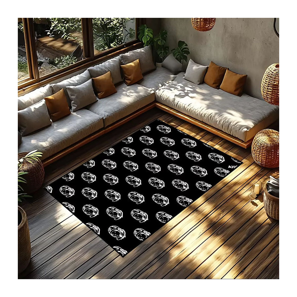 B-Billionaire Saugfähiger Teppich Schwarz mit Print für Schlafzimmer, Küche und Bad, Rutschfest - Bild 5