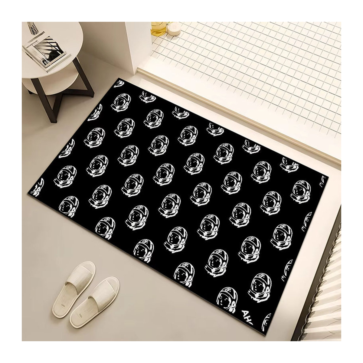 B-Billionaire Saugfähiger Teppich Schwarz mit Print für Schlafzimmer, Küche und Bad, Rutschfest - Bild 6