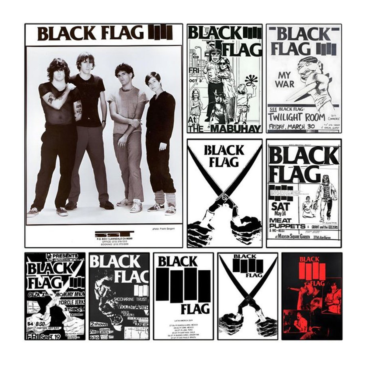 B-Black Flag Music Singer Poster, selbstklebender wasserfester Kunstdruck auf Papier, Vintage Wanddekoration in Schwarz, Rechteckig - Bild 1