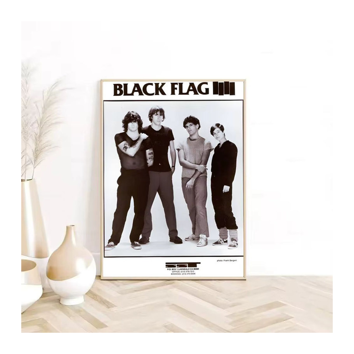 B-Black Flag Music Singer Poster, selbstklebender wasserfester Kunstdruck auf Papier, Vintage Wanddekoration in Schwarz, Rechteckig - Bild 5
