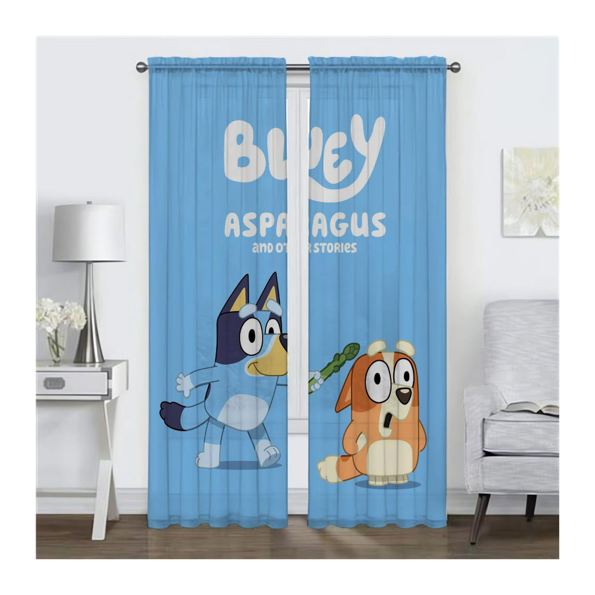 B-BlueyS Verdunkelungsvorhang 2-teilig in Blau für Schlafzimmer und Wohnzimmer, Breite: 86 cm, Höhe: 137 cm - Bild 2