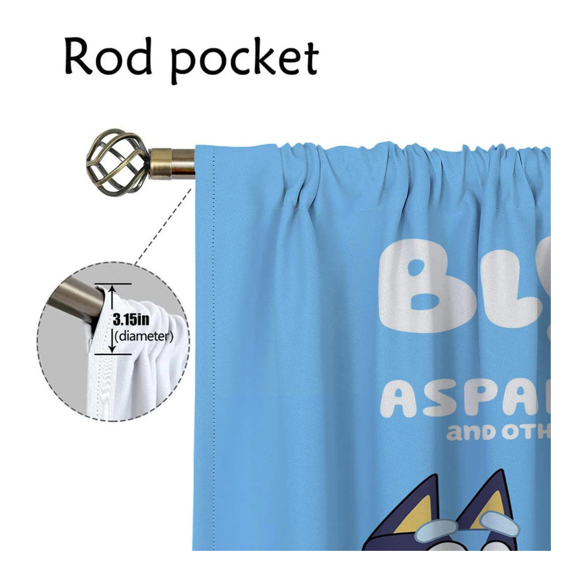 B-BlueyS Verdunkelungsvorhang 2-teilig in Blau für Schlafzimmer und Wohnzimmer, Breite: 86 cm, Höhe: 137 cm - Bild 4