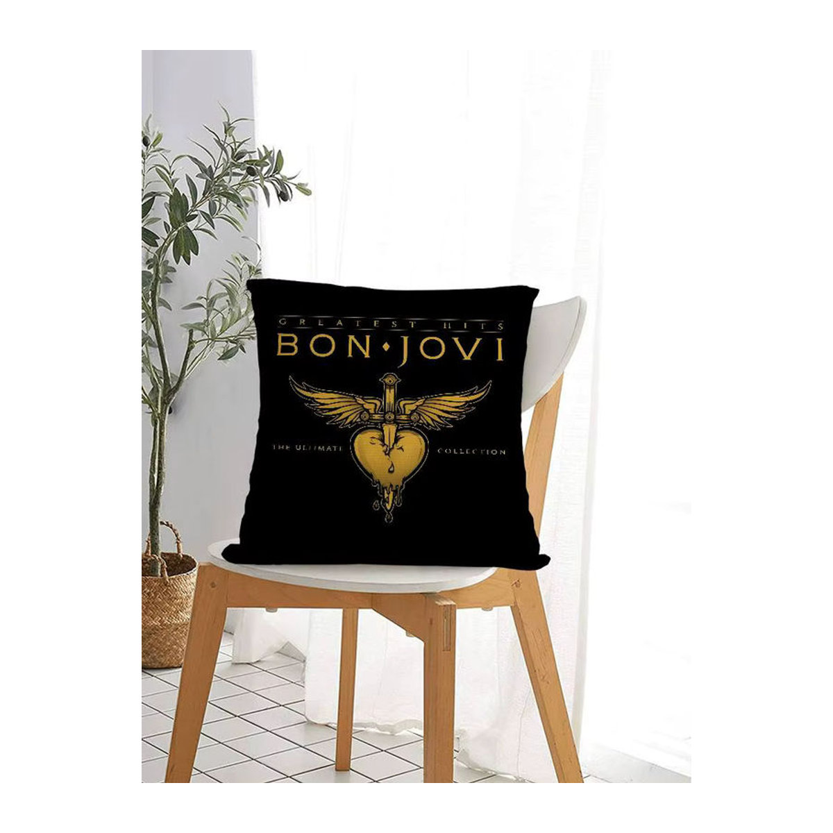 B-Bon J-Jovi Rock Kissenbezug aus Plüsch in Schwarz - Bild 5