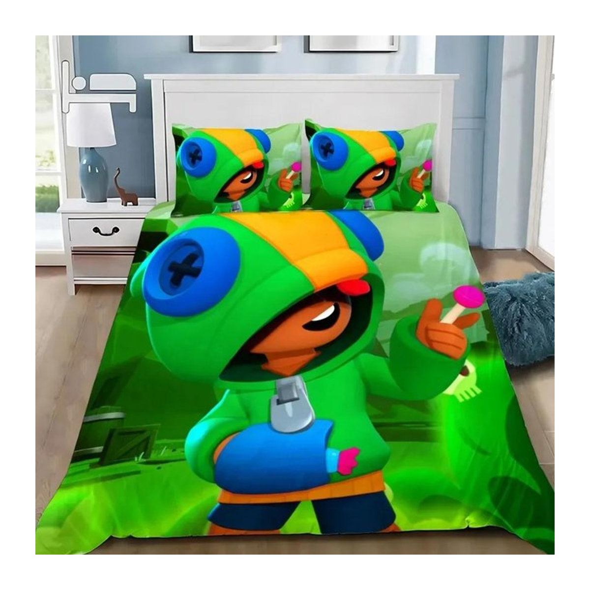 B-Brawl Leon Anime Bettwäsche Set mit Bettbezug und Kissenbezug in Grün für Kinder und Erwachsene - Bild 1