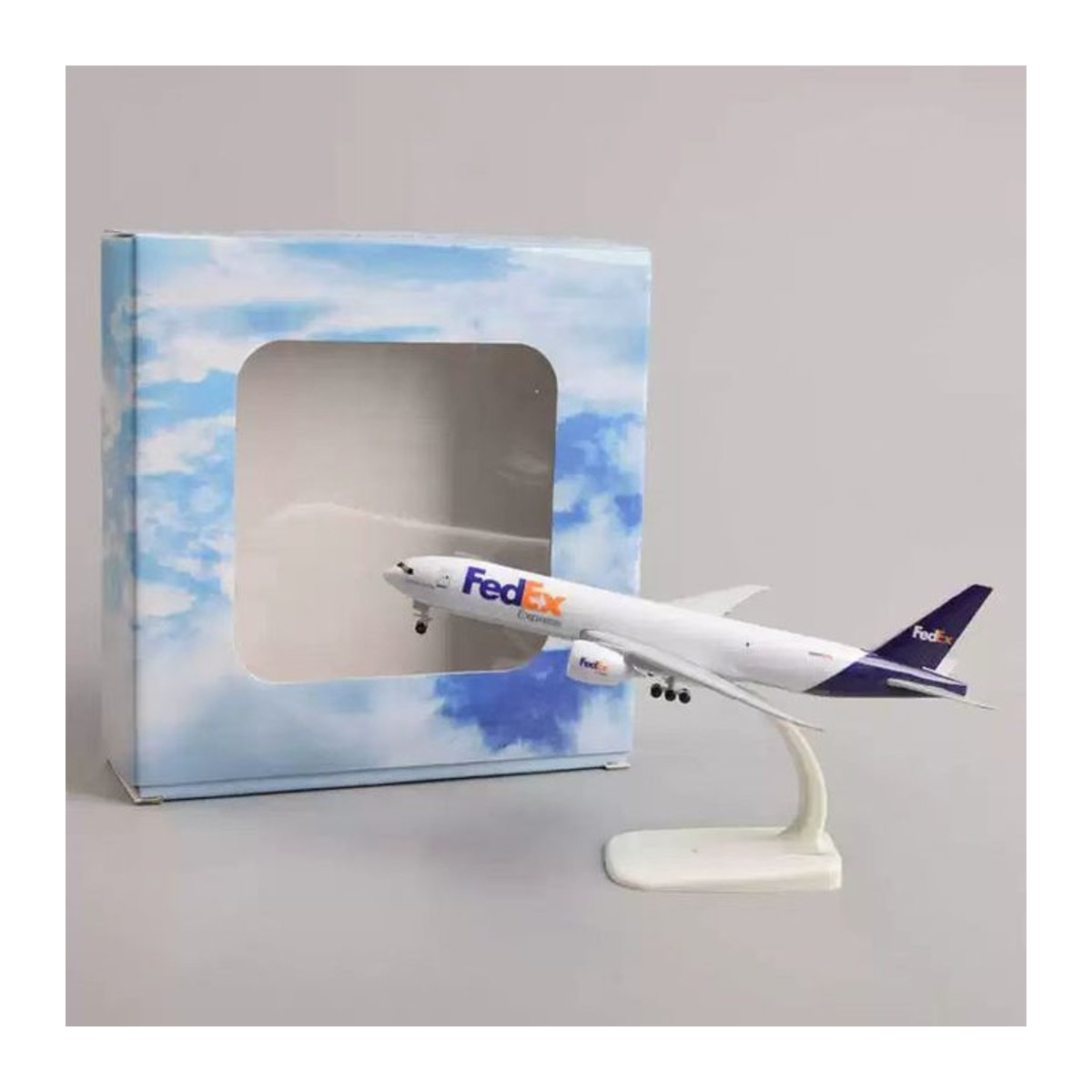 B777 Federation Flugzeugmodell aus Metall in Weiß, 20 cm Länge mit Ständer - Bild 1