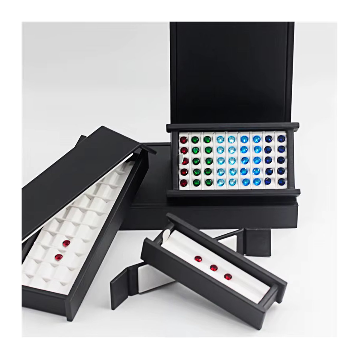 Baby.Xin Edelstein-Aufbewahrungsbox aus Kunststoff, mehrteilige Diamant-Präsentationsbox mit Deckel, grau und schwarz - Bild 4