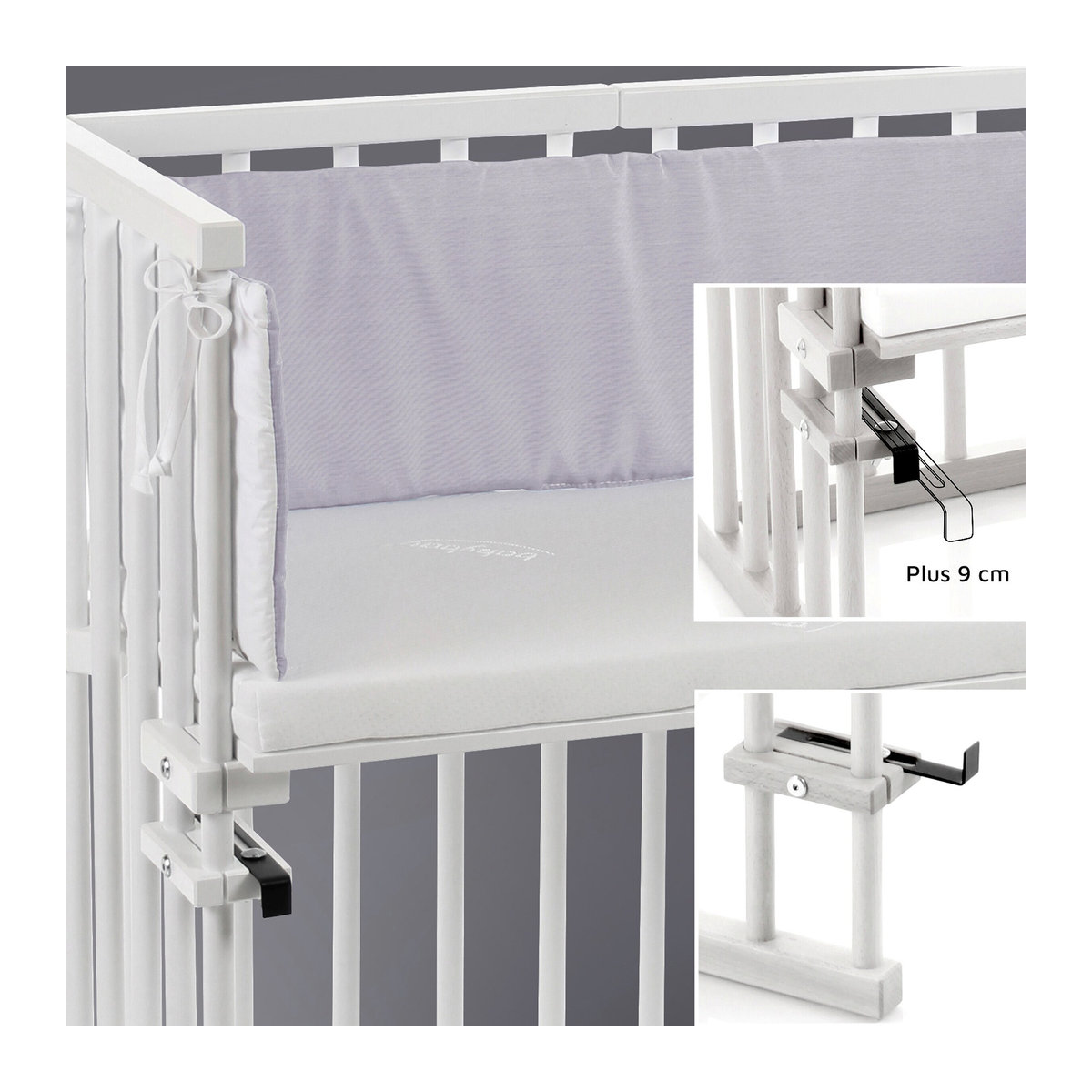 Babybay Beistellbett Midi aus Buche Massivholz mit Matratze Classic Soft in Weiß - Bild 1