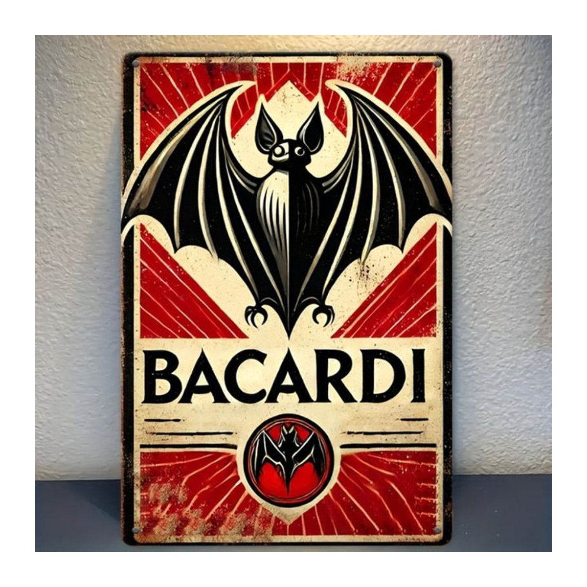 Bacardi Metallblechschild von HELLOYOUNG, Vintage Dekoration aus Aluminiumlegierung, mehrfarbig, B/H: 30,5 x 20,3 cm - Bild 1