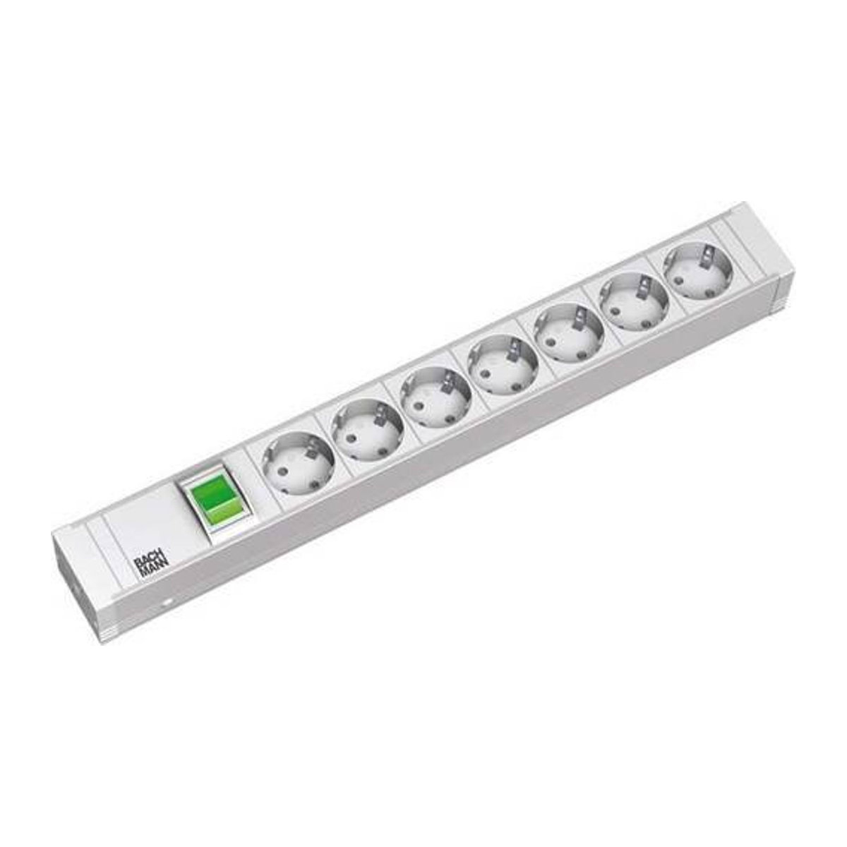 Bachmann 333000 Power Distribution Unit Netzwerkschrank-Steckdosenleiste aus Aluminium in Weiß und Grau für 19 Zoll Rack, 1U, 7 Ausgänge - Bild 1